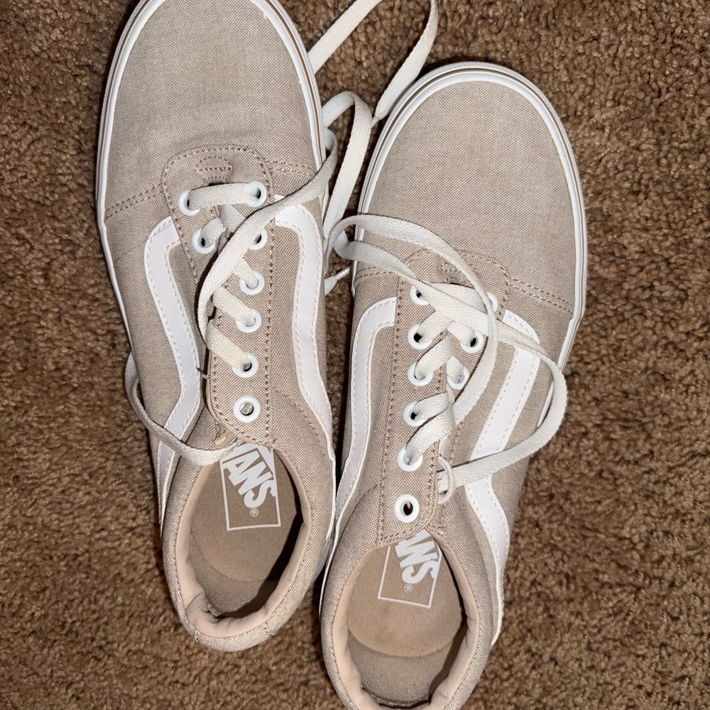 Vans Classic Beige and White Canvas Shoes